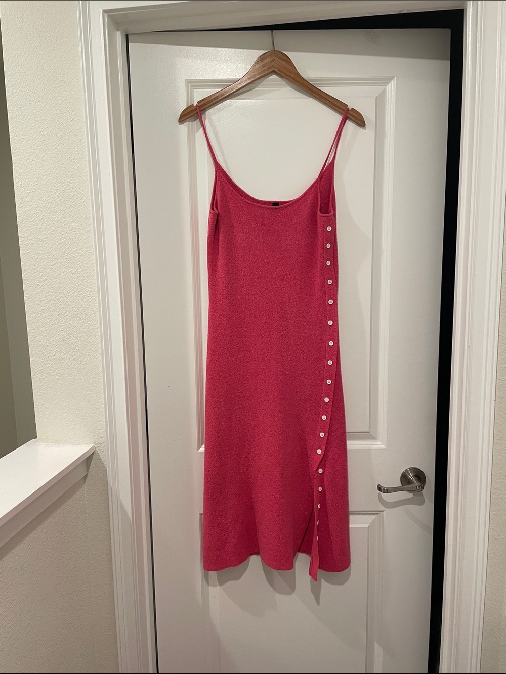 Aqua Midi Slip Dress with Side Button Trim medium